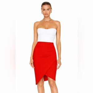 REVOLVE favorite | NEW Bec & Bridge ruched asymmetrical red tulle midi skirt 6